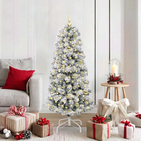 ARDEBO.de - Künstlicher klappbarer Weihnachtsbaum Grün und Weiß 150 cm