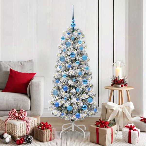 ARDEBO.de - Künstlicher klappbarer Weihnachtsbaum Grün und Weiß 150 cm