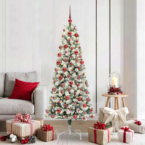 ARDEBO.de - Künstlicher klappbarer Weihnachtsbaum Grün und Weiß 180 cm