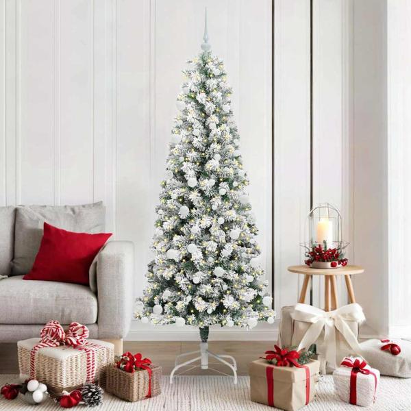 ARDEBO.de - Künstlicher klappbarer Weihnachtsbaum Grün und Weiß 180 cm
