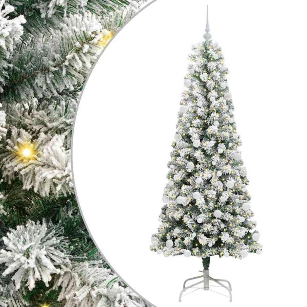 Künstlicher klappbarer Weihnachtsbaum Grün und Weiß 180 cm