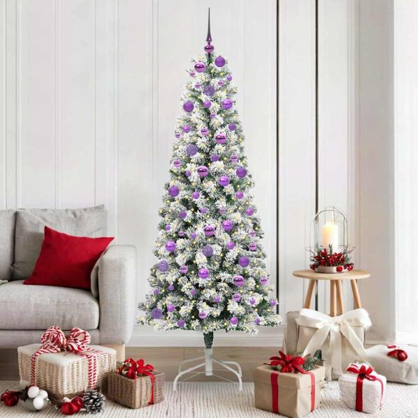 ARDEBO.de - Künstlicher klappbarer Weihnachtsbaum Grün und Weiß 180 cm