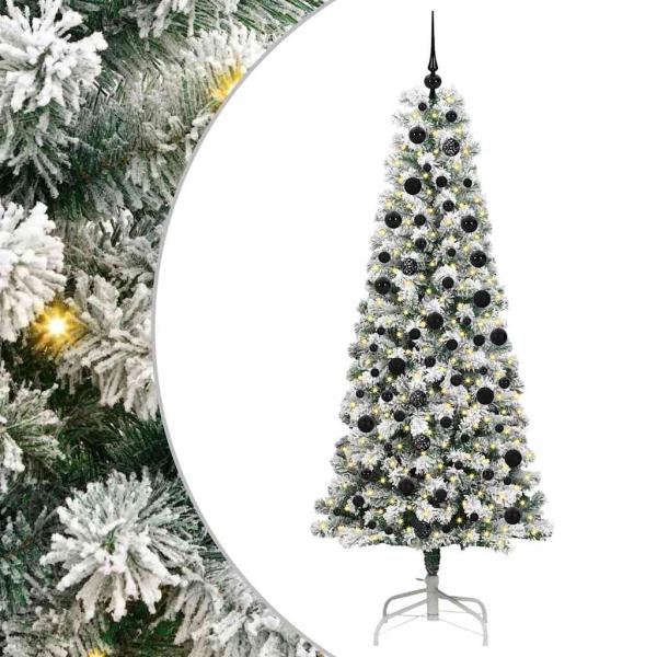 Künstlicher klappbarer Weihnachtsbaum Grün und Weiß 210 cm