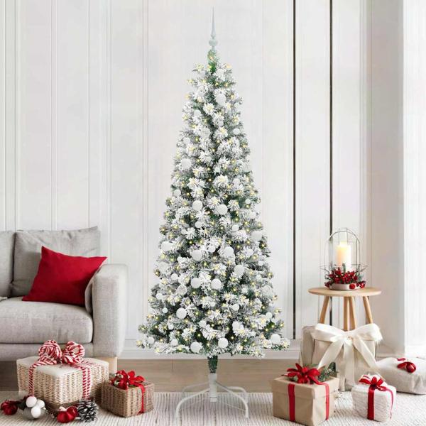 ARDEBO.de - Künstlicher klappbarer Weihnachtsbaum Grün und Weiß 210 cm
