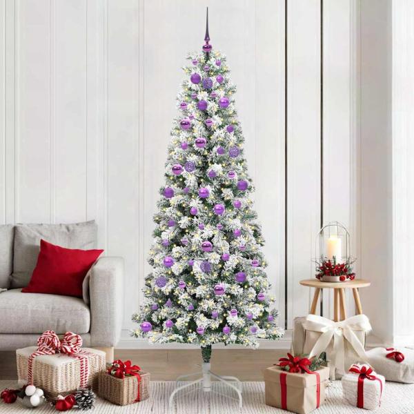 ARDEBO.de - Künstlicher klappbarer Weihnachtsbaum Grün und Weiß 210 cm