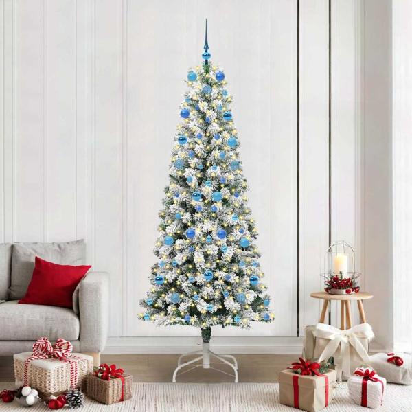 ARDEBO.de - Künstlicher klappbarer Weihnachtsbaum Grün und Weiß 210 cm