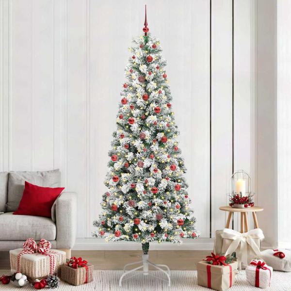 ARDEBO.de - Künstlicher klappbarer Weihnachtsbaum Grün und Weiß 240 cm