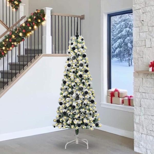 ARDEBO.de - Künstlicher klappbarer Weihnachtsbaum Grün und Weiß 240 cm