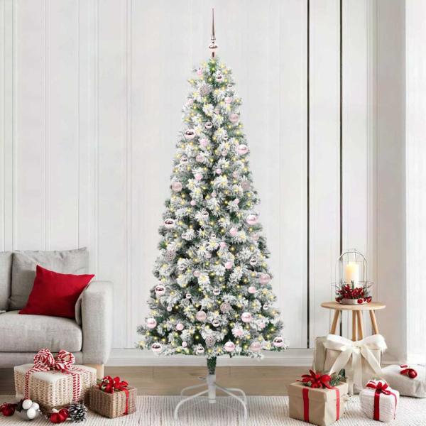 ARDEBO.de - Künstlicher klappbarer Weihnachtsbaum Grün und Weiß 240 cm