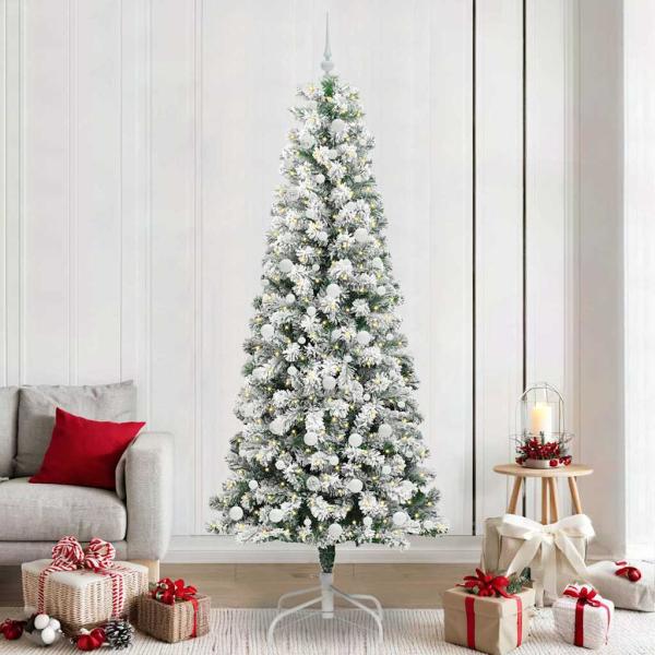 ARDEBO.de - Künstlicher klappbarer Weihnachtsbaum Grün und Weiß 240 cm