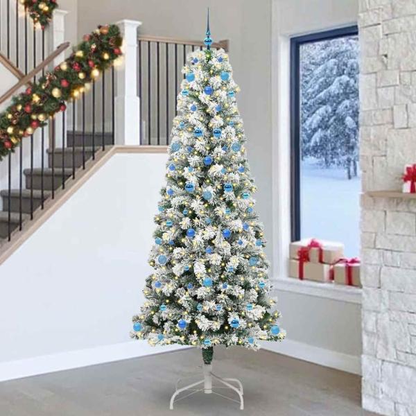 ARDEBO.de - Künstlicher klappbarer Weihnachtsbaum Grün und Weiß 240 cm