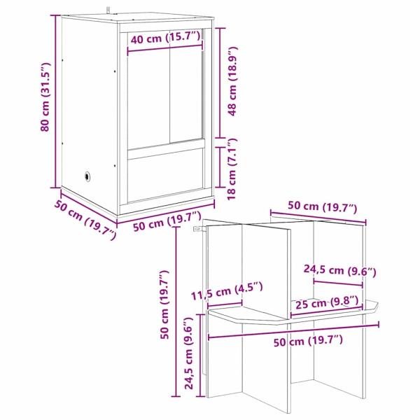 Terrarium Braun 50 x 50 x 130 cm OSB