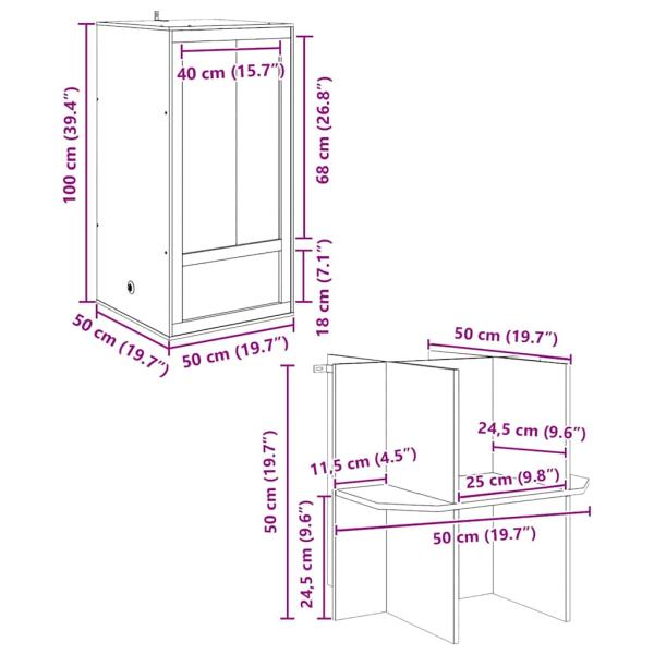 Terrarium Braun 50 x 50 x 150 cm OSB