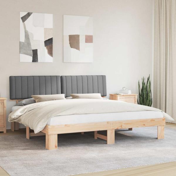 ARDEBO.de - Bettgestell mit gepolstertem Kopfteil Hellgrau 200 x 200 cm