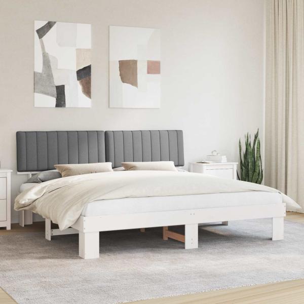 ARDEBO.de - Bettgestell mit gepolstertem Kopfteil Hellgrau 200 x 200 cm
