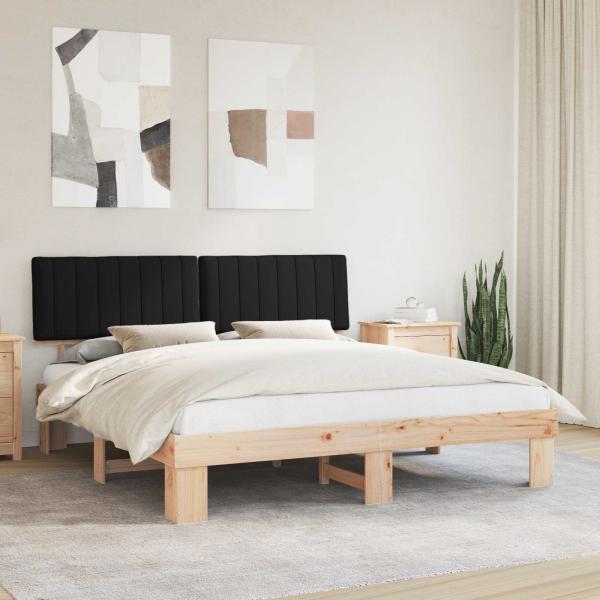 ARDEBO.de - Bettgestell mit gepolstertem Kopfteil Schwarz 180 x 200 cm