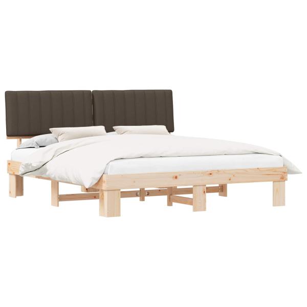 Bettgestell mit gepolstertem Kopfteil Taupe 180 x 200 cm