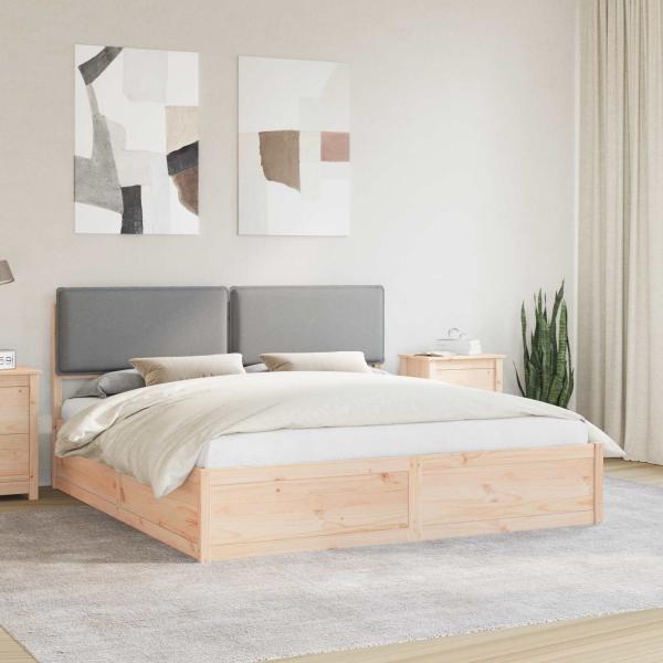 ARDEBO.de - Bettgestell mit gepolstertem Kopfteil Hellgrau 200 x 200 cm