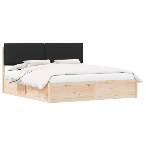 Bettgestell mit gepolstertem Kopfteil Schwarz 200 x 200 cm