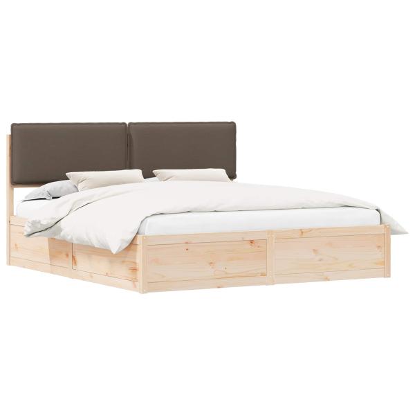 Bettgestell mit gepolstertem Kopfteil Taupe 200 x 200 cm