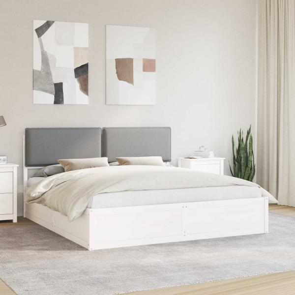 ARDEBO.de - Bettgestell mit gepolstertem Kopfteil Hellgrau 200 x 200 cm
