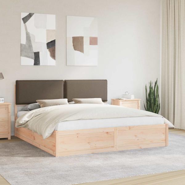 ARDEBO.de - Bettgestell mit gepolstertem Kopfteil Taupe 180 x 200 cm