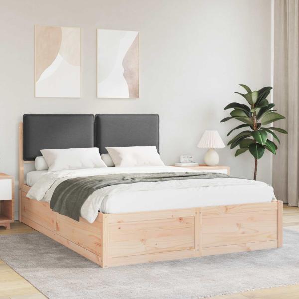 ARDEBO.de - Bettgestell mit gepolstertem Kopfteil Dunkelgrau 135 x 190 cm