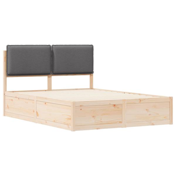 Bettgestell mit gepolstertem Kopfteil Dunkelgrau 135 x 190 cm