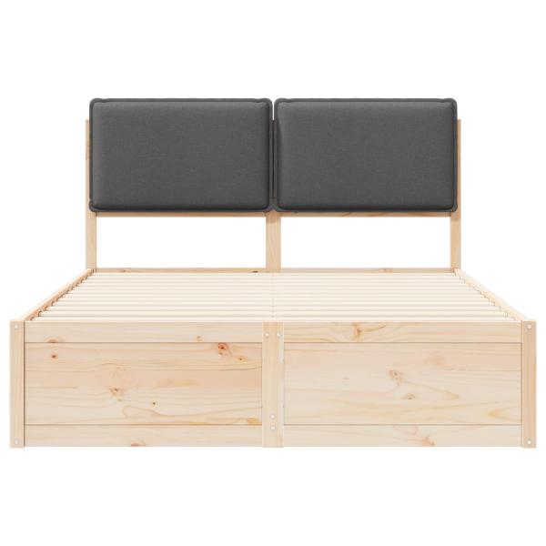 Bettgestell mit gepolstertem Kopfteil Dunkelgrau 135 x 190 cm