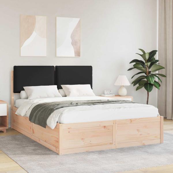 ARDEBO.de - Bettgestell mit gepolstertem Kopfteil Schwarz 135 x 190 cm
