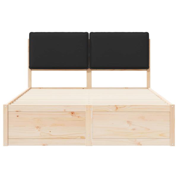 Bettgestell mit gepolstertem Kopfteil Schwarz 135 x 190 cm