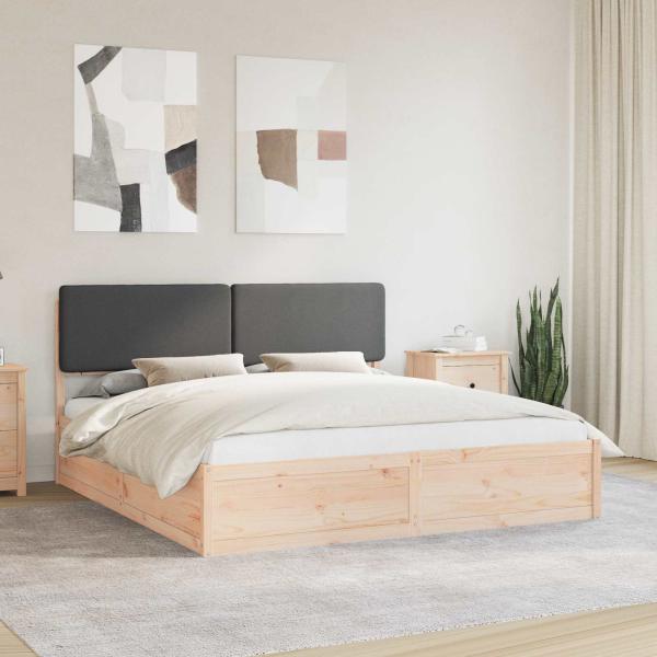 ARDEBO.de - Bettgestell mit gepolstertem Kopfteil Dunkelgrau 200 x 200 cm