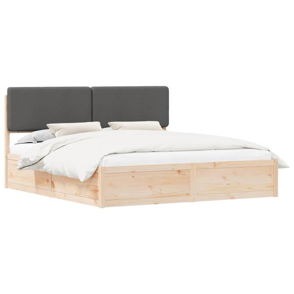 Bettgestell mit gepolstertem Kopfteil Dunkelgrau 200 x 200 cm