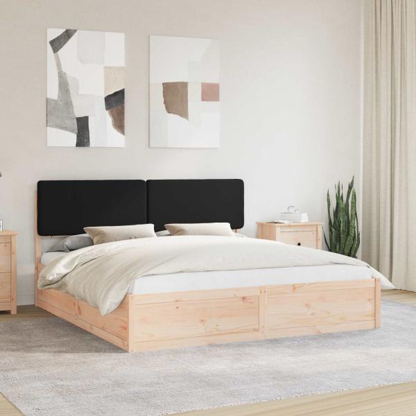 ARDEBO.de - Bettgestell mit gepolstertem Kopfteil Schwarz 200 x 200 cm