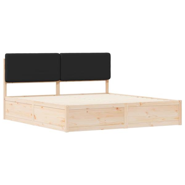 Bettgestell mit gepolstertem Kopfteil Schwarz 200 x 200 cm