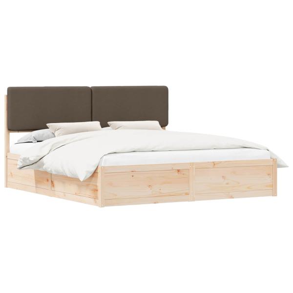 Bettgestell mit gepolstertem Kopfteil Taupe 200 x 200 cm