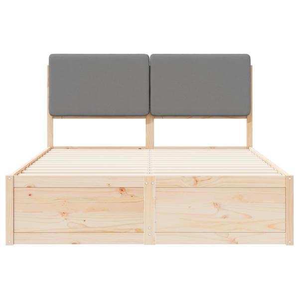 Bettgestell mit gepolstertem Kopfteil Hellgrau 150 x 200 cm