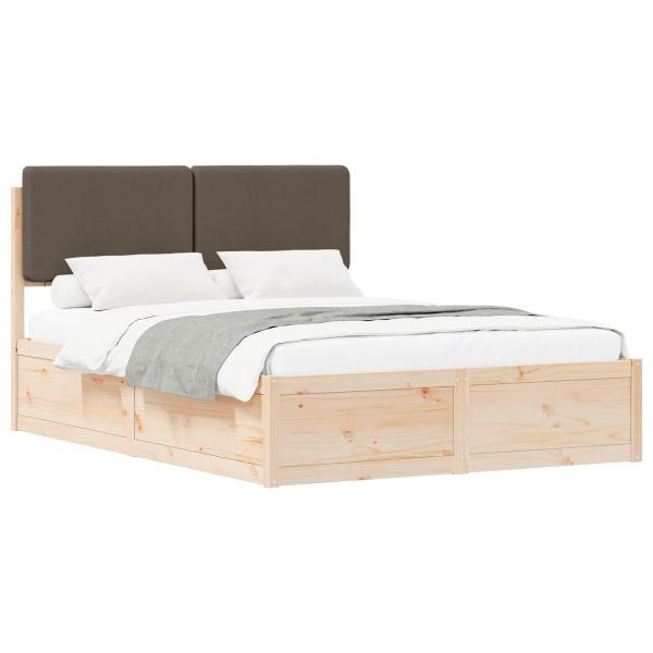 Bettgestell mit gepolstertem Kopfteil Taupe 150 x 200 cm