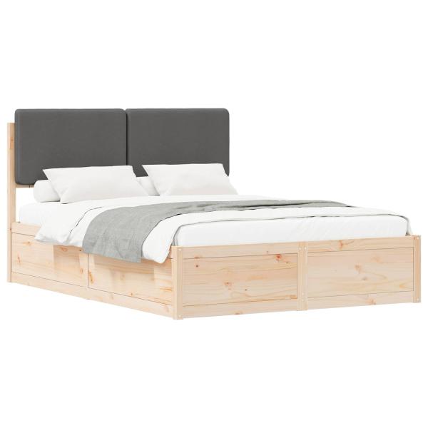 Bettgestell mit gepolstertem Kopfteil Dunkelgrau 140 x 190 cm