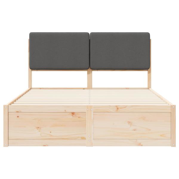 Bettgestell mit gepolstertem Kopfteil Dunkelgrau 135 x 190 cm