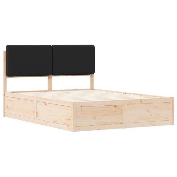 Bettgestell mit gepolstertem Kopfteil Schwarz 135 x 190 cm