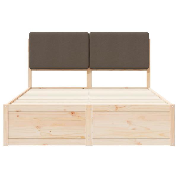 Bettgestell mit gepolstertem Kopfteil Taupe 135 x 190 cm