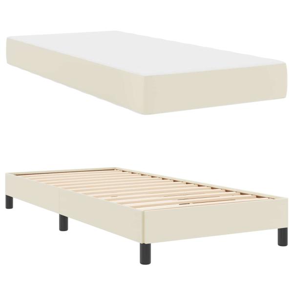 Bettrahmen mit Matratze Creme 90 x 190 cm Stoff