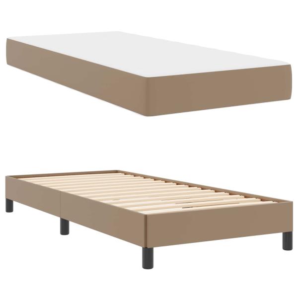 Bettrahmen mit Matratze Cappuccino 100 x 200 cm Stoff
