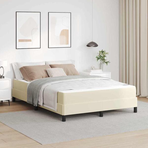 ARDEBO.de - Bettrahmen mit Matratze Creme 140 x 190 cm Stoff