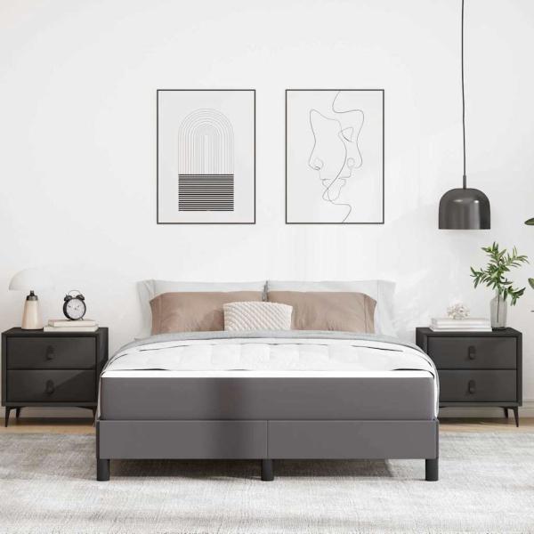 Bettrahmen mit Matratze Grau 140 x 190 cm Stoff