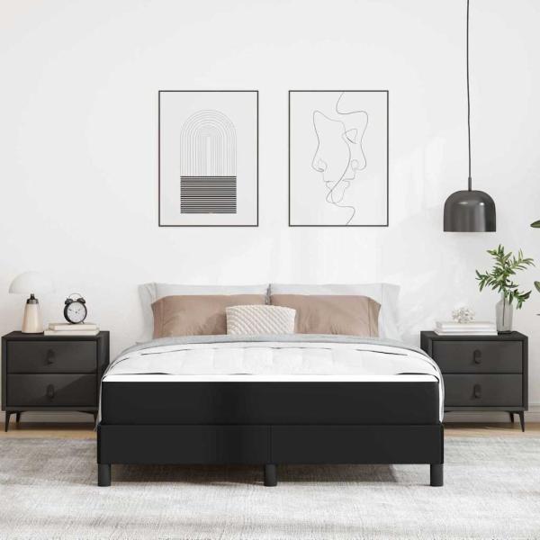 Bettrahmen mit Matratze Schwarz 140 x 200 cm Stoff