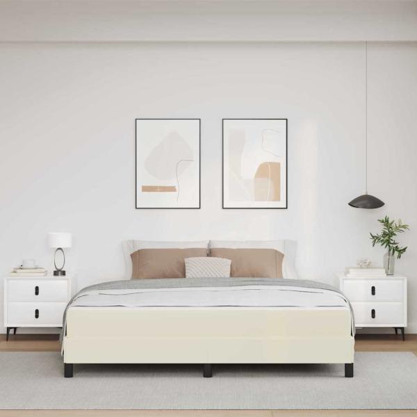 Bettrahmen mit Matratze Creme 180 x 200 cm Stoff