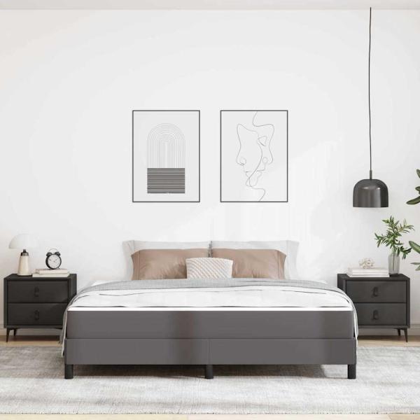 Bettrahmen mit Matratze Grau 180 x 200 cm Stoff