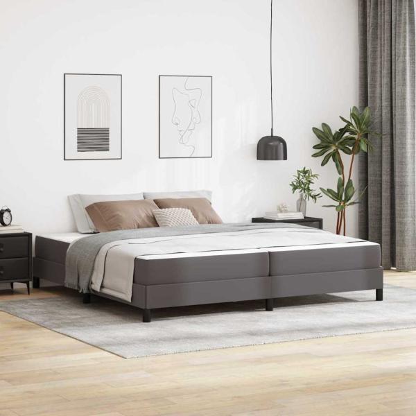 ARDEBO.de - Bettrahmen mit Matratze Grau 200 x 200 cm Stoff